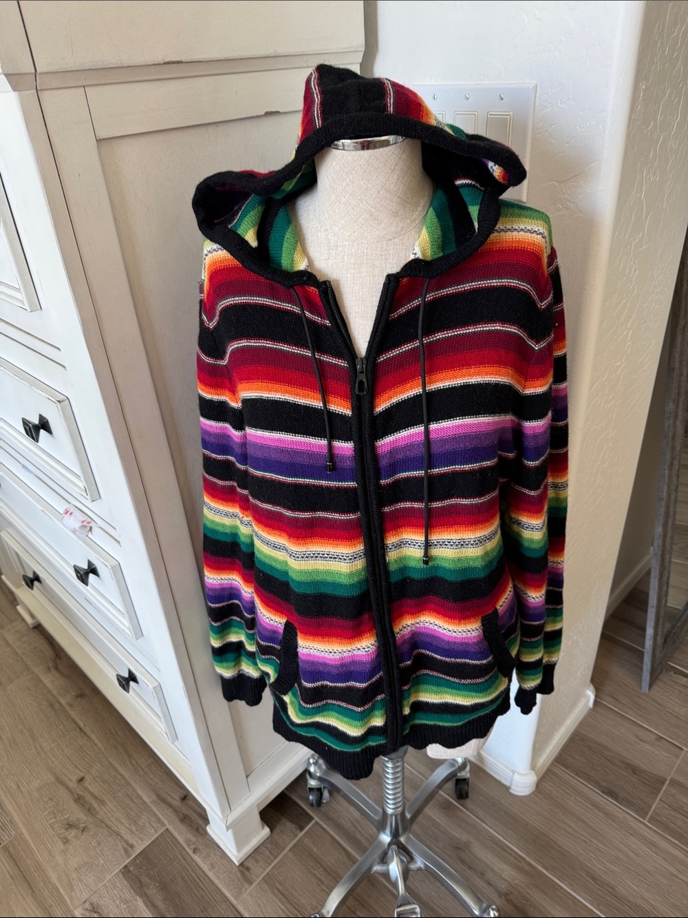 Lauren Ralph Lauren XL southwestern striped hoodie zip front cardigan